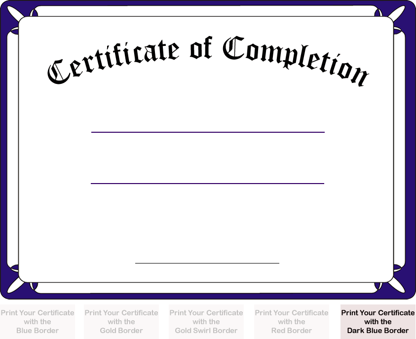 print certificate of completion