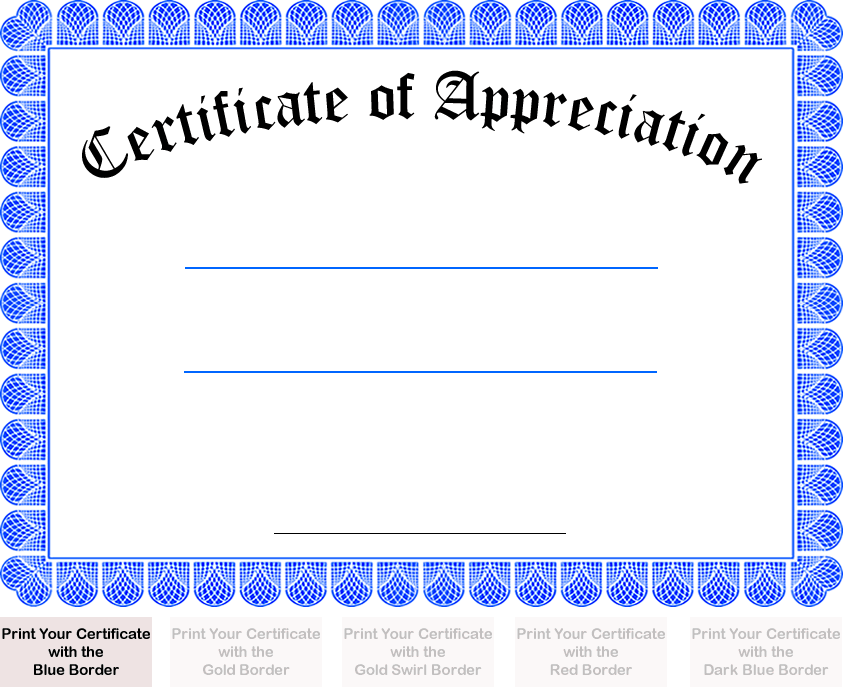 certificate of appreciation